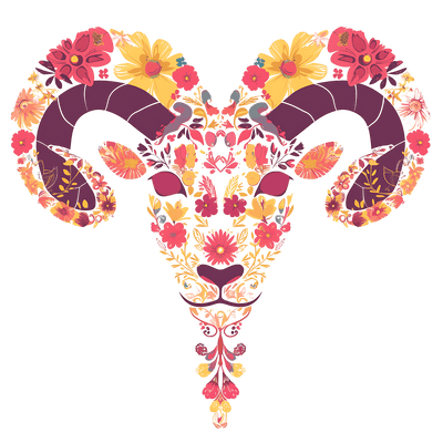 Aries Floral Ram Yellow Flowers DTF (direct-to-film) Transfer