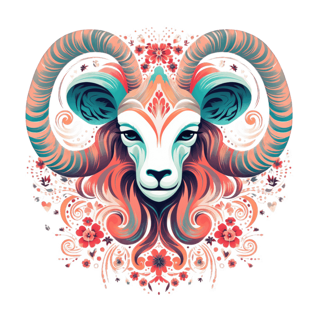 Aries Ram Two Toned Horns Zodiac DTF (direct-to-film) Transfer ...