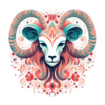Aries Ram Two Toned Horns Zodiac DTF (direct-to-film) Transfer