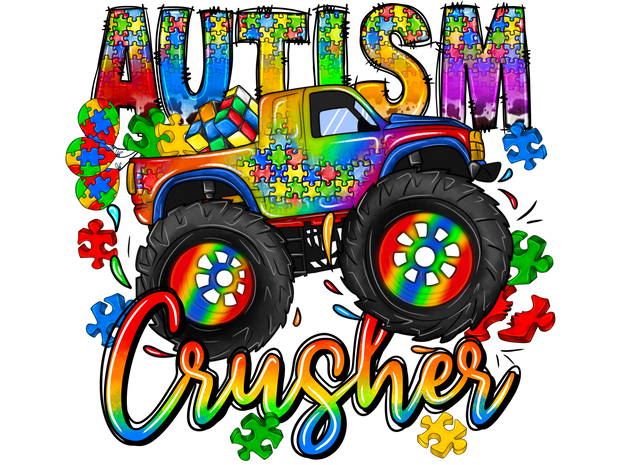 Autism Crusher Truck DTF (direct to film) Transfer