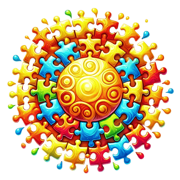 Autism Puzzle Colorful Pieces in a Circle DTF (direct to film) Transfer
