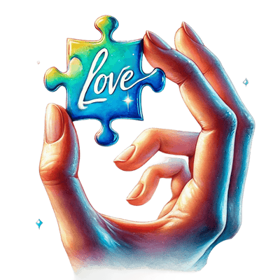 Autism Puzzle Piece Blue & Yellow Love DTF (direct to film) Transfer