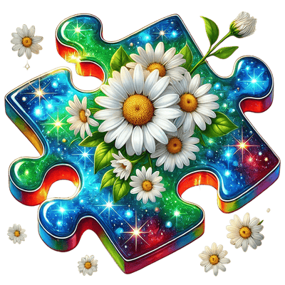 Autism Puzzle Piece Sparkling With Sunflowers DTF (direct to film) Transfer