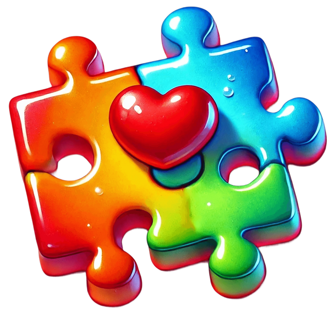 Autism Puzzle Piece With Red Heart DTF (direct to film) Transfer ...