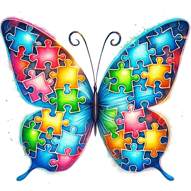 Autism Puzzle Pieces Blue Butterfly DTF (direct to film) Transfer ...
