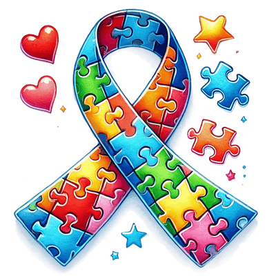 Autism Puzzle Pieces Colorful Ribbon DTF (direct to film) Transfer