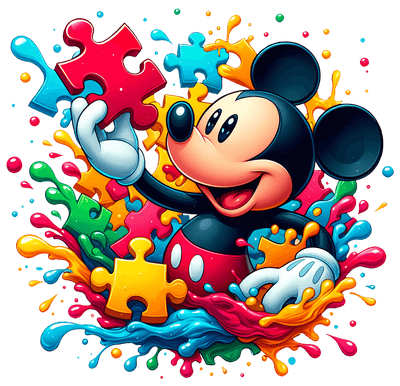 Autism Puzzle Pieces Mickey DTF (direct to film) Transfer