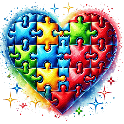 Autism Puzzle Pieces Red Yellow Blue & Green DTF (direct to film) Transfer