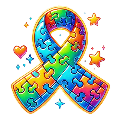 Autism Puzzle Pieces Ribbon of Colors DTF (direct to film) Transfer