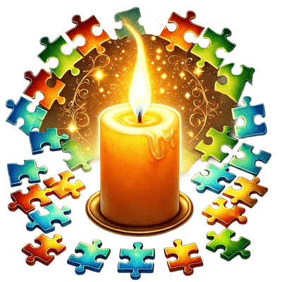 Autism Puzzle Pieces Surrounding a Candle DTF (direct to film) Transfer