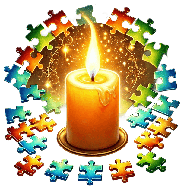 Autism Puzzle Pieces Surrounding a Candle DTF (direct to film) Transfer