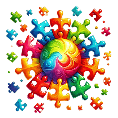 Autism Puzzle Pieces in a Circle Full of Colors DTF (direct to film) Transfer