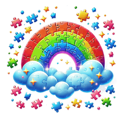 Autism Puzzle Pieces of Blue in the Clouds DTF (direct to film) Transfer
