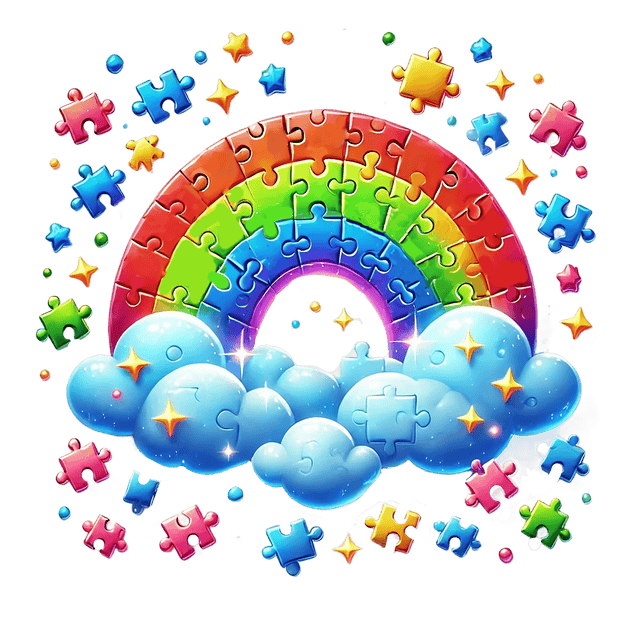 Autism Puzzle Pieces of Blue in the Clouds DTF (direct to film) Transfer