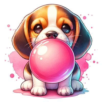 BEAGLE PUPPY BLOWING BUBBLE DTF (direct-to-film) Transfer
