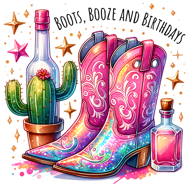BOOT BOOZE AND BIRTHDAYS DTF (direct-to-film) – Twisted Image Transfers