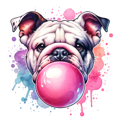 BULL DOG BLOWING A BUBBLE DTF (direct-to-film) Transfer
