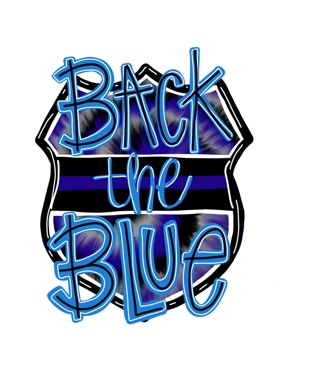 Back the Blue Badge Police Officer DTF (direct-to-film) Transfer