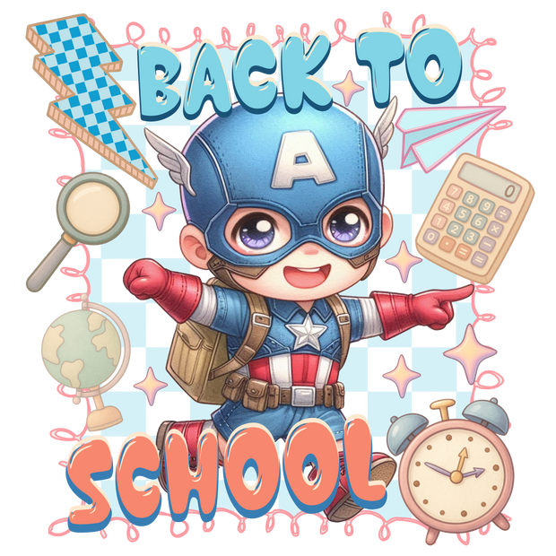 Back to School Boy Hero Pointing DTF (direct-to-film) Transfer