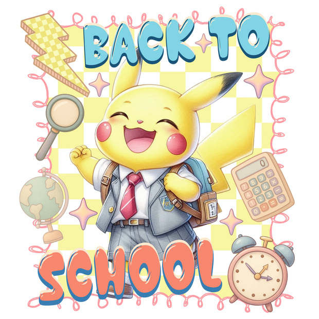 Back to School Character in Yellow with Backpack DTF (direct-to-film) Transfer