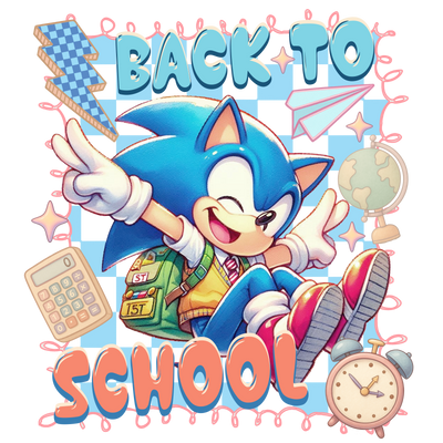 Back to School Sonic & Peace Signs DTF (direct-to-film) Transfer