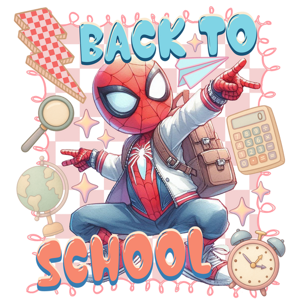 Back to School Spiderman Posing DTF (direct-to-film) Transfer