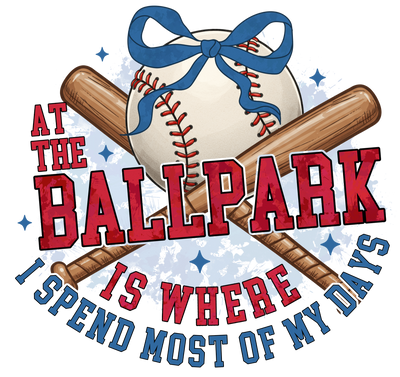 Ballpark Ball with Bow DTF (direct-to-film) Transfer