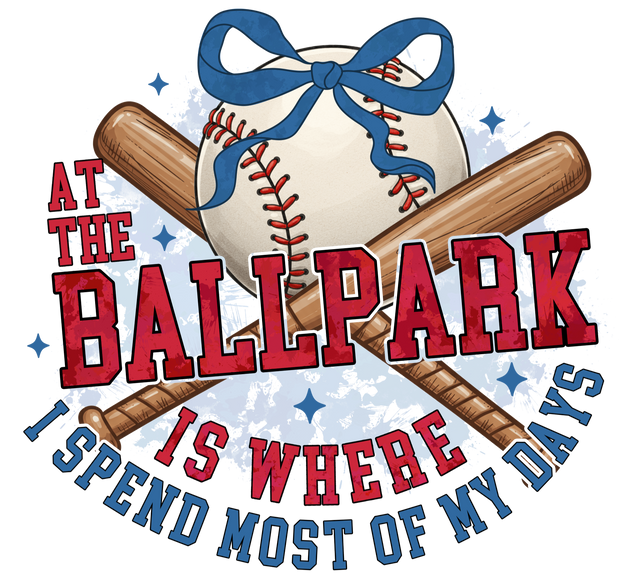Ballpark Ball with Bow DTF (direct-to-film) Transfer