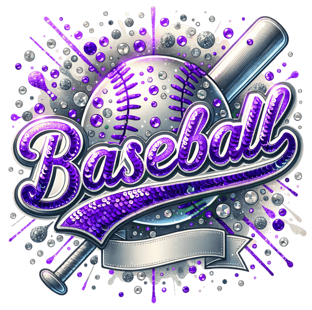 Baseball Blank Banner Purple Colordrip DTF (direct-to-film) Transfer