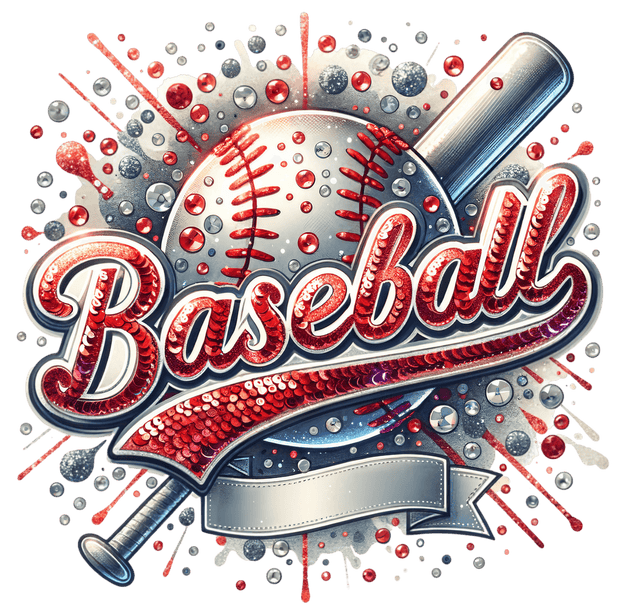 Baseball Blank Banner Red DTF (direct-to-film) Transfer