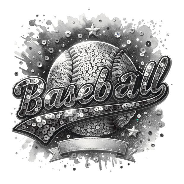 Baseball Blank Colordrip & Sequins Gray DTF (direct-to-film) Transfer