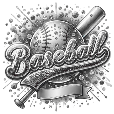 Baseball Blank Gray Sequins DTF (direct-to-film) Transfer