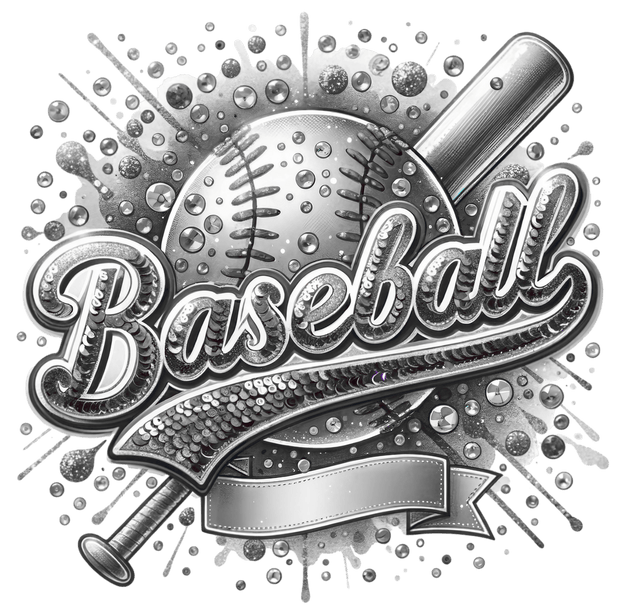 Baseball Blank Gray Sequins DTF (direct-to-film) Transfer