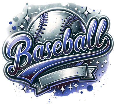 Baseball Blank Silver Banner Navy Blue DTF (direct-to-film) Transfer