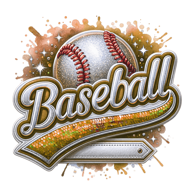 Baseball Colordrip Sequins Orange DTF (direct-to-film) Transfer