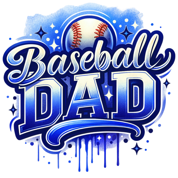 Baseball Dad Colordrip Shades of Blue DTF (direct-to-film) Transfer