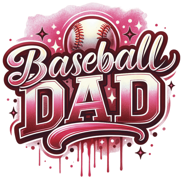 Baseball Dad in Maroon DTF (direct-to-film) Transfer