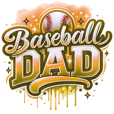 Baseball Dad in Orange Colordrip DTF (direct-to-film) Transfer