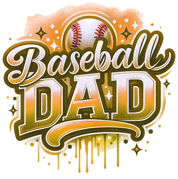 Baseball Dad in Orange Colordrip DTF (direct-to-film) Transfer