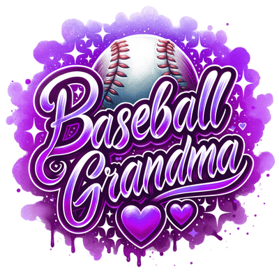 Baseball Grandma 2 Toned Purple DTF (direct-to-film) Transfer