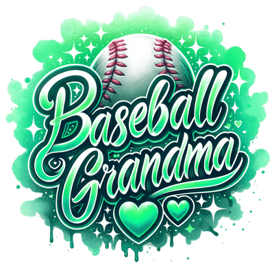 Baseball Grandma Colordrip Mint & Hearts DTF (direct-to-film) Transfer