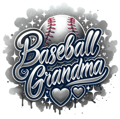 Baseball Grandma Hearts & Colordrip Gray DTF (direct-to-film) Transfer