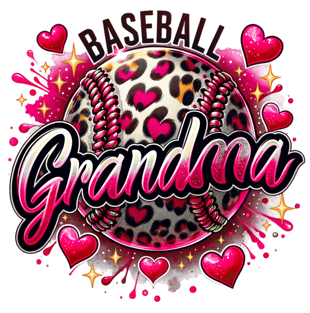 Baseball Grandma Pink & Red DTF (direct-to-film) Transfer