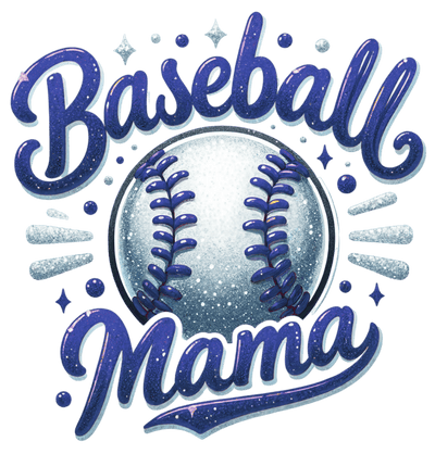 Baseball Mama Silver Ball Navy Blue DTF (direct-to-film) Transfer