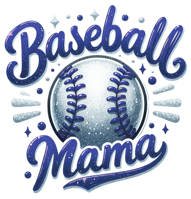 Baseball Mama Silver Ball Navy Blue DTF (direct-to-film) Transfer