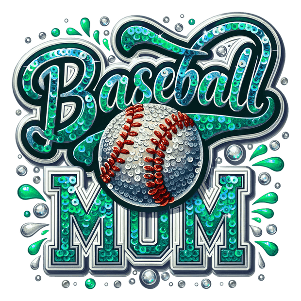 Baseball Mom Blue & Mint DTF (direct-to-film) Transfer