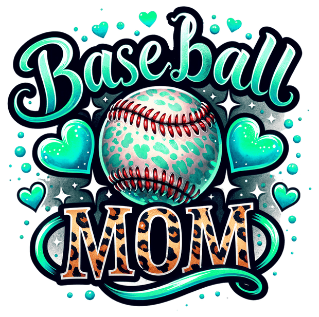Baseball Mom Cheetah Mint DTF (direct-to-film) Transfer