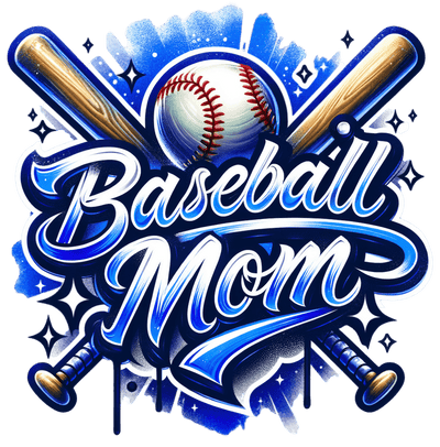 Baseball Mom Colordrip Blue 2 Bats DTF (direct-to-film) Transfer