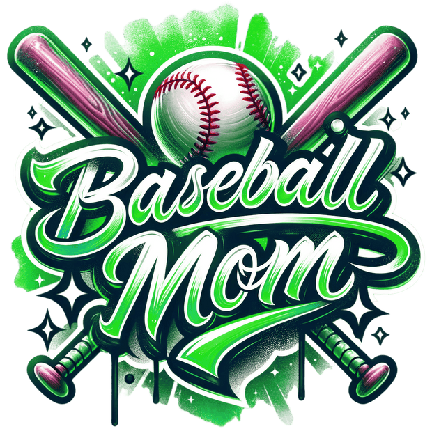 Baseball Mom Colordrip Green DTF (direct-to-film) Transfer