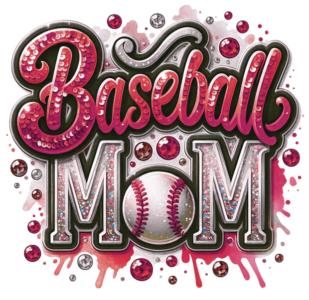 Baseball Mom Colordrip Maroon DTF (direct-to-film) Transfer